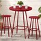 Best Choice Products 3-Piece Steel Patio Bar Height Round Bistro Set w/ Backless Stools, Slatted Design